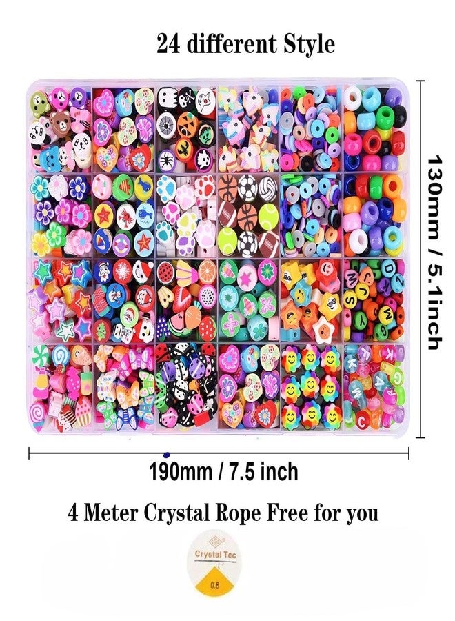 Nuvex Bracelet Making Kit for Girls | 24-Style Polymer Clay Beads & Charms - Fruit, Flower, Animal, Smiley, Butterfly, Heart & Cake Designs | DIY Bracelet, Necklace & Earring Craft Set, Rainbow Bead Box - Image 2